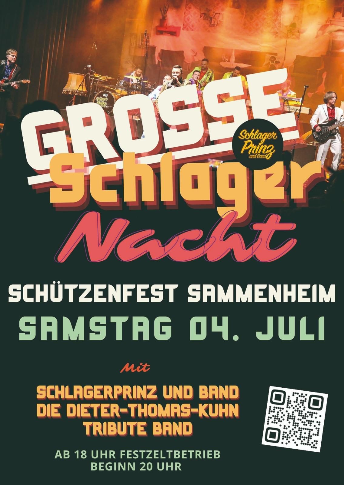 Flyer Rückseite 75 Jahre Schützenfest, Programmübersicht für Veranstaltungen vom 2. bis 5. Juli 2026 in Sammenheim.